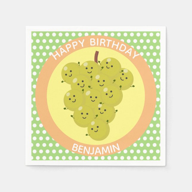 Cute funny bunch of grapes reunion cartoon napkin (Front)