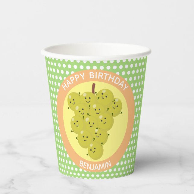 Cute funny bunch of grapes reunion cartoon paper cups (Front)