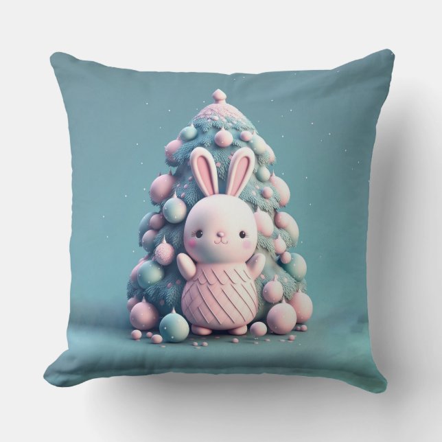 Cute ,funny ,bunny , kawaii style cushion (Front)