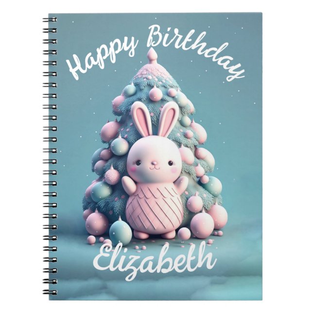 Cute ,funny ,bunny , kawaii style  notebook (Front)