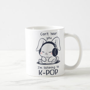 Cute Funny Bunny Rabbit Can't Hear You I'm Listeni Coffee Mug