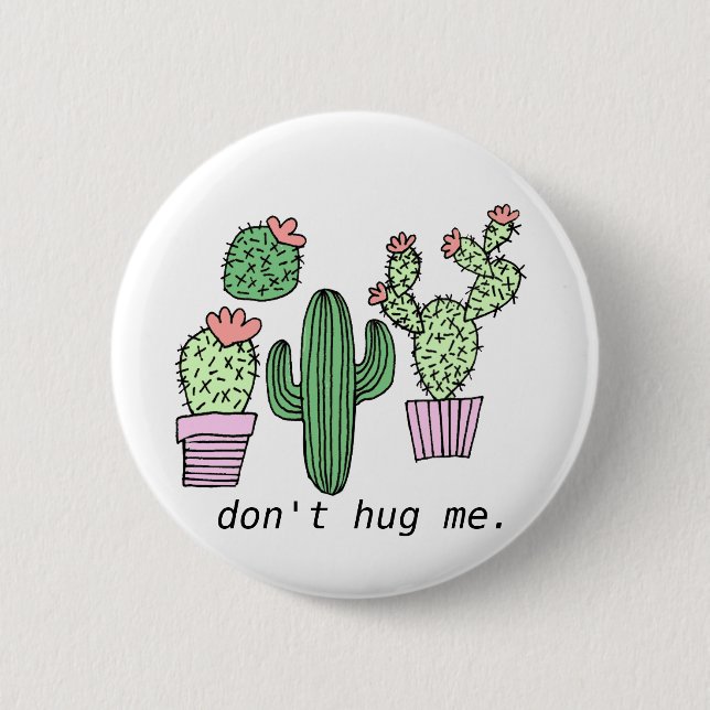 Cute Funny Cactus Button (Front)