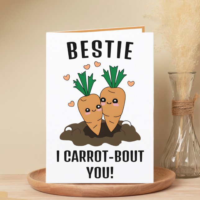 Cute Funny Carrot Pun Best Friend Happy Birthday Thank You Card (cute funny carrot birthday card for best friend)