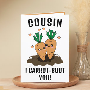 Cute Funny Carrot Pun Cousin Happy Birthday Thank You Card