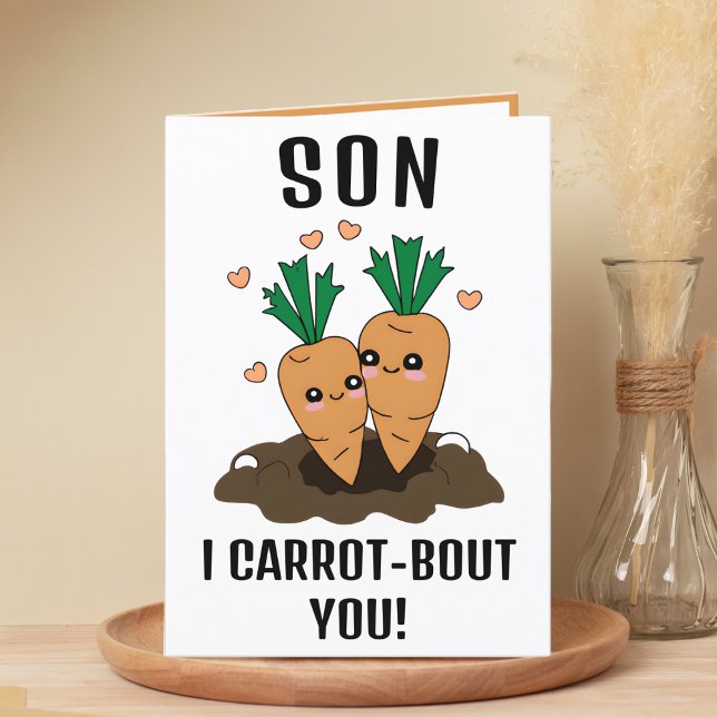 Cute Funny Carrot Pun Son Happy Birthday Thank You Card (cute funny carrot birthday card for son)