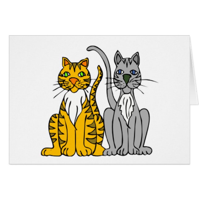 Cute Funny Cartoon Alley Cats Whimsical (Front Horizontal)