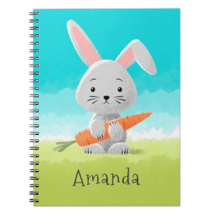 Cute Funny Cartoon Bunny Rabbit Carrot for Girl Notebook