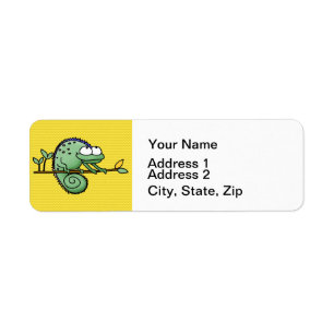 Cute Funny Cartoon Chameleon Green Lizard