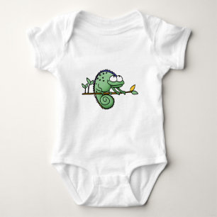 Cute Funny Cartoon Chameleon Green Lizard Baby Bodysuit