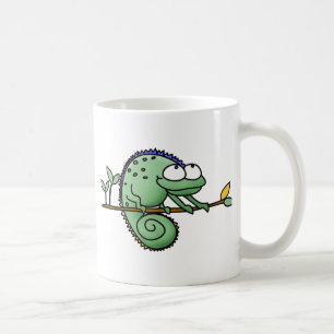 Cute Funny Cartoon Chameleon Green Lizard Coffee Mug
