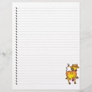 Cute Funny Cartoon Cow Lined Pet Letterhead