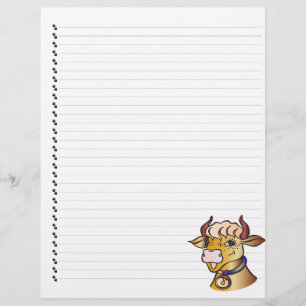 Cute Funny Cartoon Cow Lined Pet Letterhead