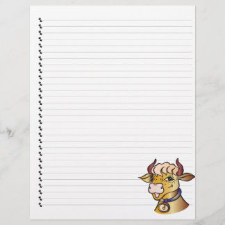 Cute Funny Cartoon Cow Lined Pet Letterhead