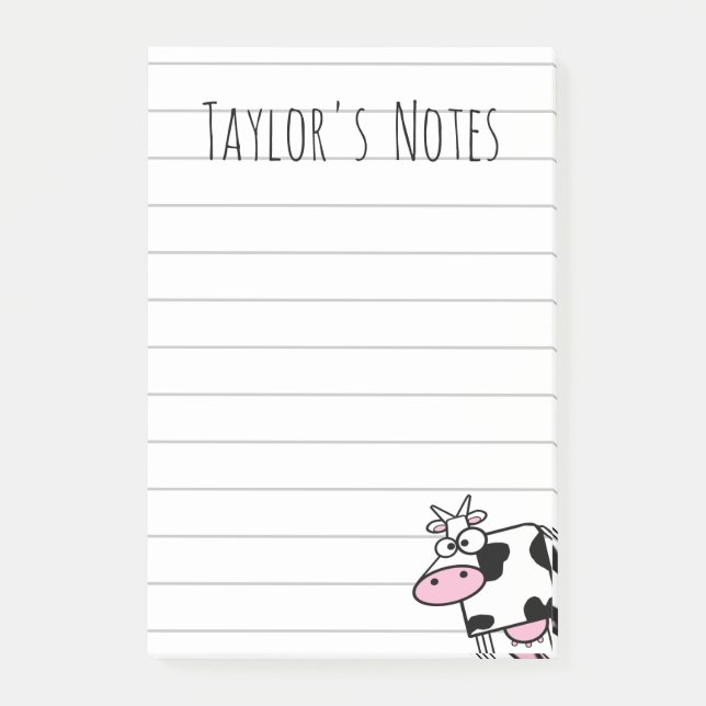 Cute Funny Cartoon Cow with Udders Post-it Notes (Front)