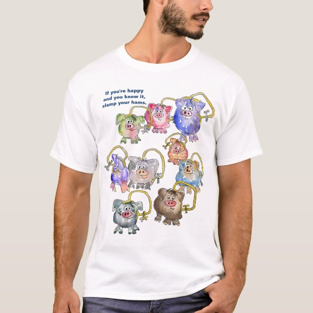 Cute Funny Cartoon Pigs Custom Tshirt (Front)