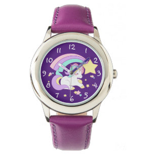 Cute Funny Cartoon Rainbow Unicorn With Numbers Watch