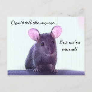 Cute Funny Cartoon Style Mouse Moving Announcement Postcard