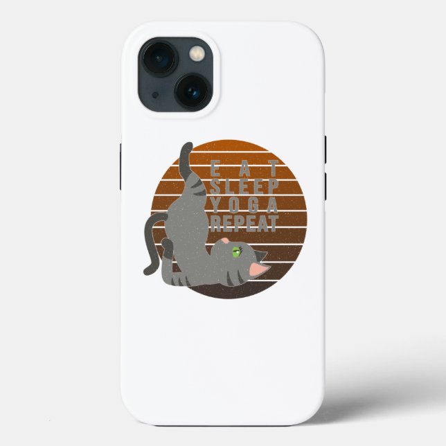 Cute funny cat doing yoga. funny yoga design Case-Mate iPhone case (Back)