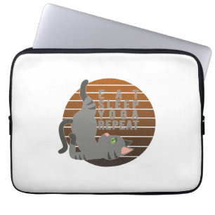 Cute funny cat doing yoga. funny yoga design laptop sleeve