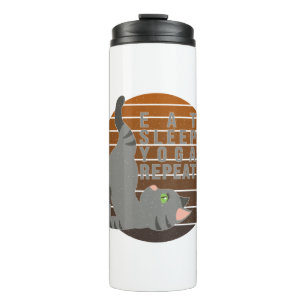 Cute funny cat doing yoga. funny yoga design thermal tumbler