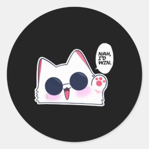 Cute Funny Cat Funny Anime Meme Nah I'd Win Gojo C Classic Round Sticker