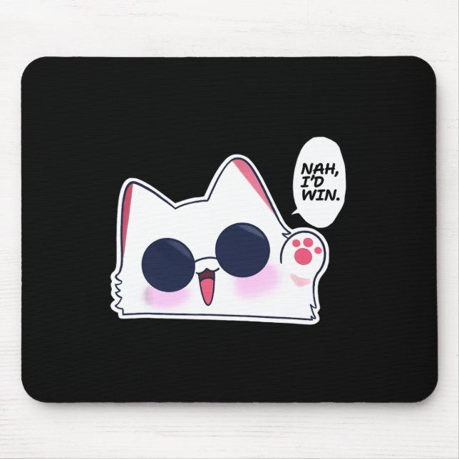 Cute Funny Cat Funny Anime Meme Nah I'd Win Gojo C Mouse Mat (Front)