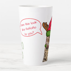 Cute Funny Cat in Holiday Hat Christmas Latte Mug