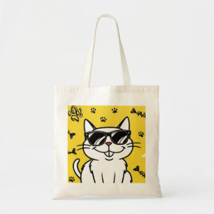 Cute funny cat joke sunglasses shopping tote bag 