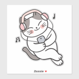 cute funny cat listening song 