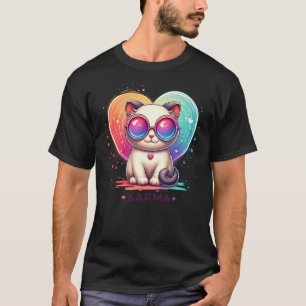 Cute Funny Cat Lover Heart Shape Karma T-Shirt
