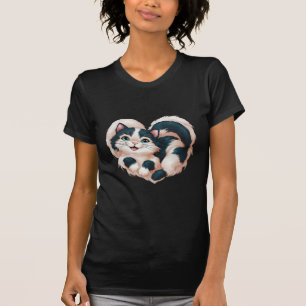 Cute Funny Cat Lover Heart Shape T-Shirt