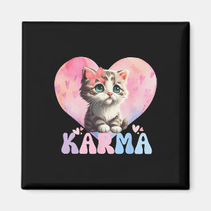 Cute Funny Cat Lover Heart Shape Women Men Karma  Magnet