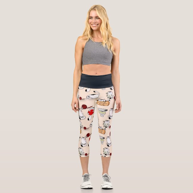 Cute Funny Cat Lovers High Waist Capri Yoga (Front)