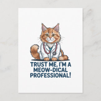 Cute Funny Cat Medical Pun Illustration Holiday Postcard