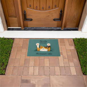Cute Funny Cat Nap Doormat