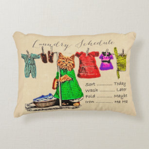 Cute Funny Cat Pet Animal Lover Laundry Schedule Decorative Cushion