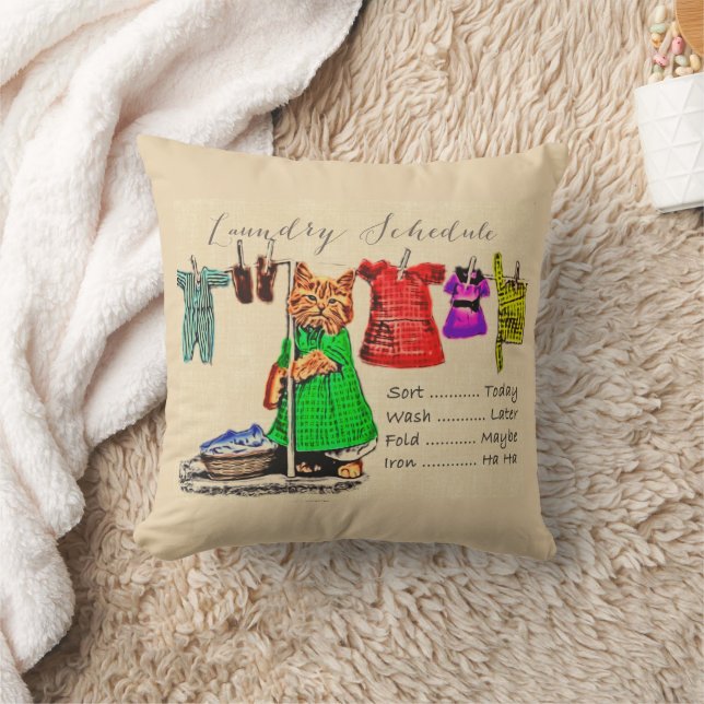 Cute Funny Cat Pet Lover Animal Laundry Schedule Cushion (Blanket)