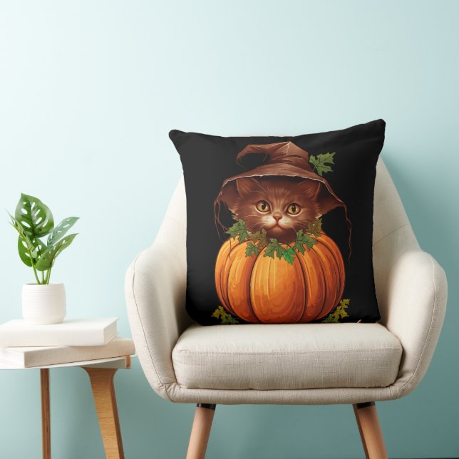 CUTE FUNNY CAT PUMPKIN CUSHION (Chair)