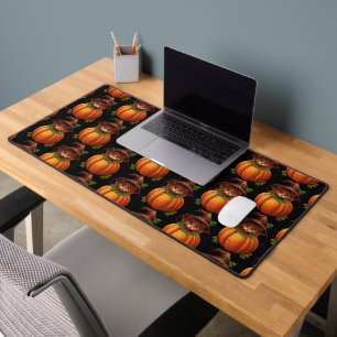CUTE FUNNY CAT PUMPKIN DESK MAT