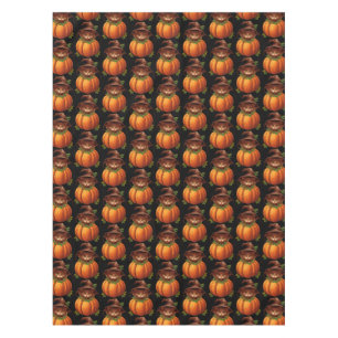 CUTE FUNNY CAT PUMPKIN TABLECLOTH