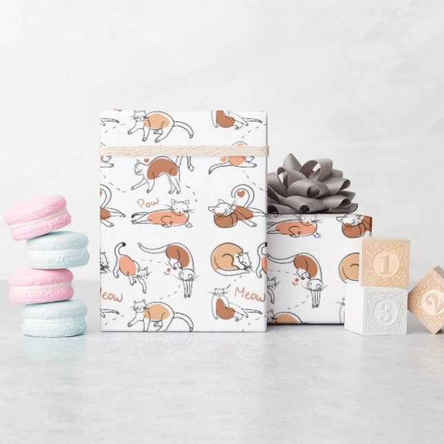 Cute Funny Cat Retro Christmas pattern  Wrapping Paper (Baby Shower)
