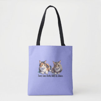 Cute Funny Cat Theme Light Blue Tote Bag