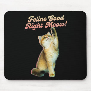 Cute Funny Cat Typography with Playful Kitten Mouse Mat