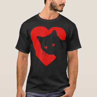 Cute  Funny Cat Valentines Heart Graphic T-Shirt