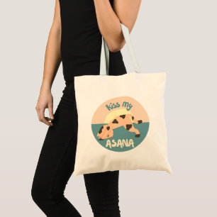 Cute Funny Cat Yoga Asana Meditation Tote Bag