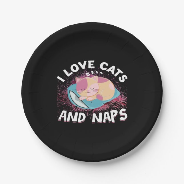 Cute funny Cats with Quote Cat-Lover Paper Plate (Front)