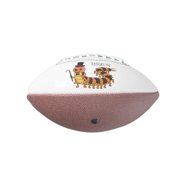Cute funny centipede cartoon illustration american football (Rotated 270)