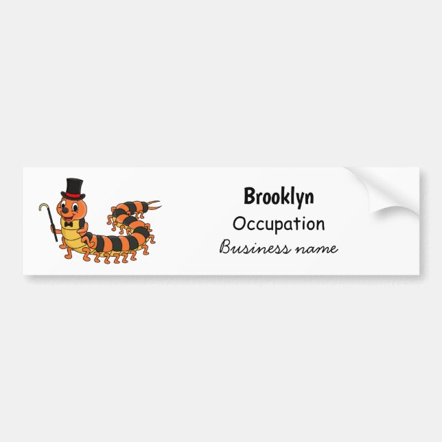 Cute funny centipede cartoon illustration bumper sticker (Front)