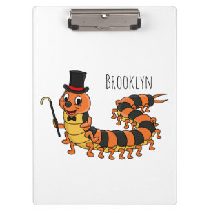 Cute funny centipede cartoon illustration  clipboard