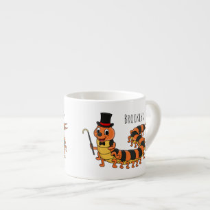 Cute funny centipede cartoon illustration  espresso cup